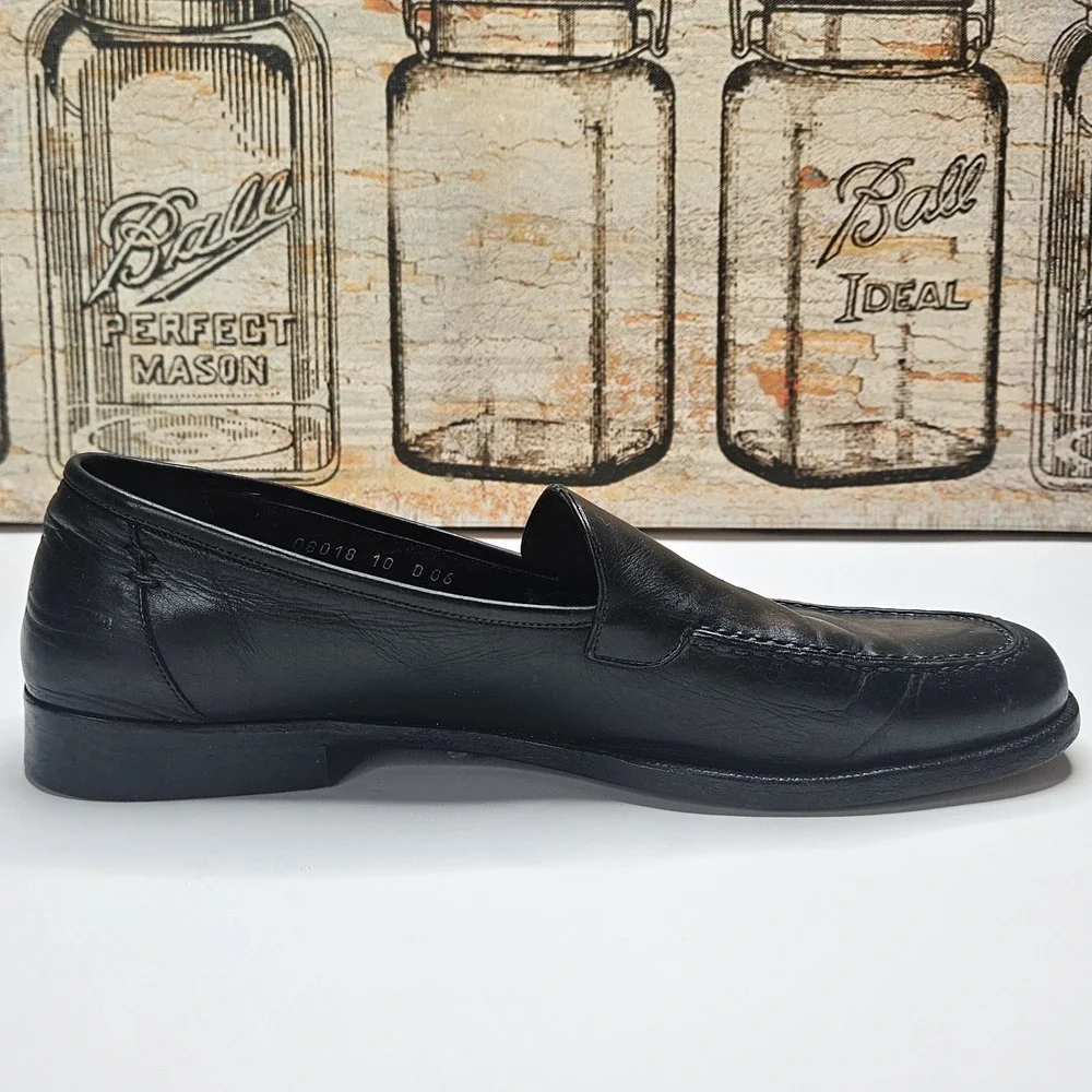 Vintage Cole Haan City Loafers Mens 10 Black Leather Dress Shoes Made In Italy